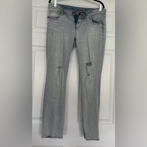 Kut from the Kloth Light Gray Straight Leg Ripped Jeans